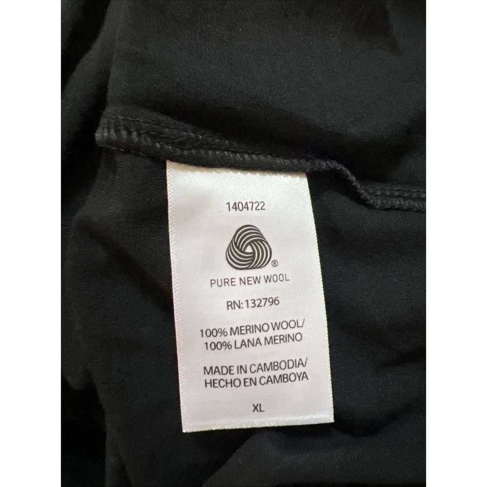 Segments 100% Merino Wool Base Layer Long Sleeve Shirt Black Womens Size XL Ski